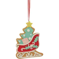 3.5" Glittered Sleigh Cookie Ornament