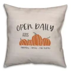 Open Daily Pumpkins Fall Throw Pillow