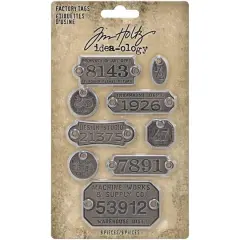Idea-Ology Metal Factory Tags 9/Pkg- 