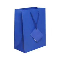 JAM PAPER Gift Bags with Rope Handles, Medium, 8 x 10 x 4, Blue Matte, 3/Pack Assorted