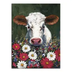 Patriotic Florals Cow II Canvas Wall Art