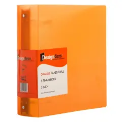 JAM Paper 3" Glass Twill Plastic 3-Ring Binder Orange