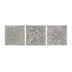Gray Metal Floral Contemporary Wall D&eacute;cor Set