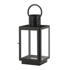 15" Black Iron & Glass Square Lantern