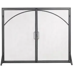 39" Black Metal Minimalistic Single Panel Fireplace Screen