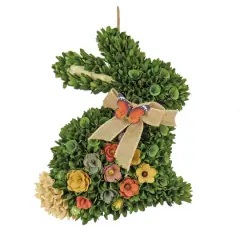 22" Green Floral Bunny Hanging Accent