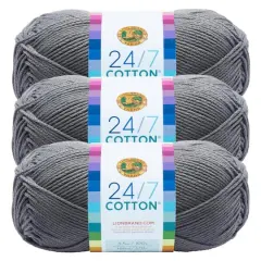 3 Pack Lion Brand&reg; 24/7 Cotton&reg; Yarn Silver