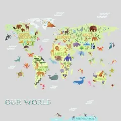 RoomMates Kids World Map Peel & Stick Giant Wall Decals