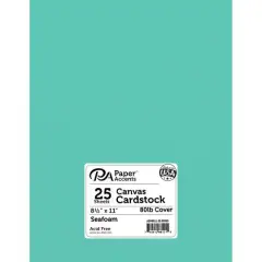 PA Paper&trade; Accents 8.5" x 11" 80lb. Canvas Cardstock Paper, 25 Sheets Seafoam