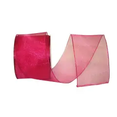 JAM Paper 2.5" x 25yd. Sheer Wired Ribbon Fuchsia