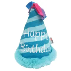 fouFIT Birthday Hat Crinkle Plush Dog Toy Blue