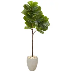 5ft. Fiddle Leaf Artificial Tree in Sand Colored Planter
