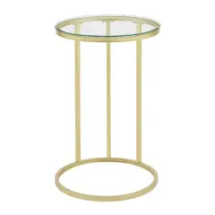 16" Gold Round C Table with Glass Top