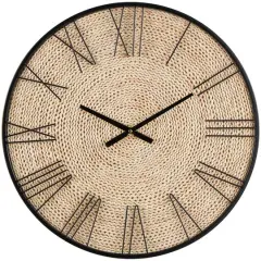 23.5" Coiled Rope Wall Clock with Black Metal Frame
