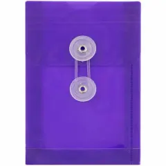 JAM Paper 4.25" x 6.25" Open End Plastic Envelopes with Button and String Closure, 24ct. Purple