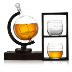 JoyJolt&reg; Executive Computer 3-Piece Whiskey Decanter & Glasses Set