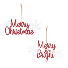 12ct. 3.75" Metal Holiday Sentiment Ornament Set