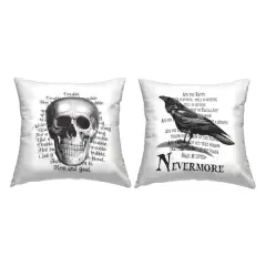 Stupell Industries Halloween Skull & Crow Poetry Throw Pillow Set