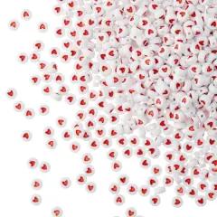 White & Red Heart Acrylic Circle Craft Beads, 7mm by Bead Landing&trade;