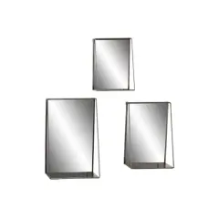 Gold Metal Industrial Wall Mirror, 3ct.