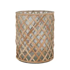 Hello Honey&reg; 11" Rattan Wrapped Recycled Glass Hurricane Vase