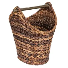 Hello Honey&reg; 16" Bankuan Braided Oval Toilet Paper Basket with Wood Bar Dark Brown