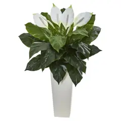 3ft. Peace Lily Plant in White Tower Planter