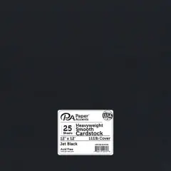 PA Paper&trade; Accents 12" x 12" Jet Black Cardstock, 25 Sheets