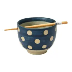 Hello Honey&reg; Polka Dot Stoneware Ceramic Bowl with Chopsticks