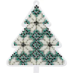 Wonderland Crafts Blue & Green Plaid Tree Ornament Bead Embroidery on Plastic Kit