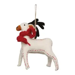 Hello Honey&reg; 7" Multicolor Wool Felt Reindeer with Scarf Ornament
