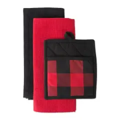 Red Buffalo Check Potholder & Dishtowel Kitchen Set