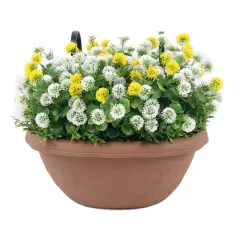 12" Faux Flowers in Hanging Basket, 2ct. Yellow/White