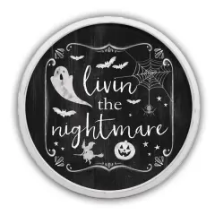 Livin the Nightmare Round Framed Print White