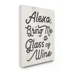 Stupell Industries Alexa Bring Me Wine Distressed Kitchen Sign Wall Accent