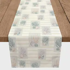 Shell Panels on Stripes Cotton Twill Runner Yellow