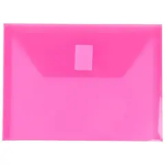 JAM Paper 5.5" x 7.5" Plastic Hook & Loop Closure Envelopes, 12ct. Fuchsia Pink
