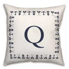 Nautical Monogram Throw Pillow Q