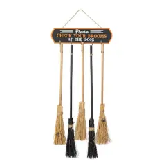 Glitzhome&reg; 42" Halloween Wood Brooms Parking Porch D&eacute;cor