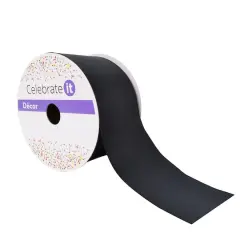 2.5" x 25ft. Faux Linen Wired Ribbon by Celebrate It&trade; D&eacute;cor Black