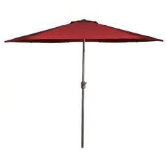 9ft. Outdoor Patio Market Umbrella with Hand Crank & Tilt Burgundy/Brown