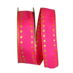 JAM Paper 1.5" x 50yd. Wired Dots Delight 2 Ribbon Fuchsia