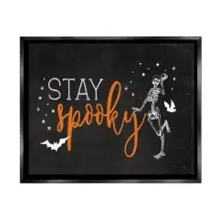 Stupell Industries Stay Spooky Skeleton Framed Floater Canvas Wall Art Black