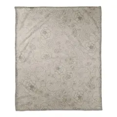 Line Floral Coral Fleece Blanket Gray