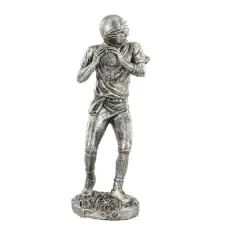 Silver Polystone Sculpture, Baseball Player 16" x 6" x 6"