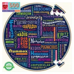eeBoo Piece & Love "100 Great Words" 500 Piece Round Jigsaw Puzzle
