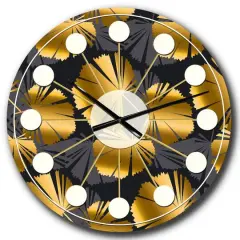 Designart 'Golden Palm Leaves Iii Mid-Century Modern Wall Clock