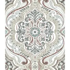 RoomMates Bohemian Damask Peel & Stick Wallpaper Beige and Red and Blue