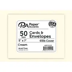 PA Paper&trade; Accents Card & Envelope Pack, 5" x 7" Cream