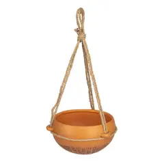 Hello Honey&reg; 9.5" Terra Cotta Hanging Stoneware Planter with Cotton Hanger